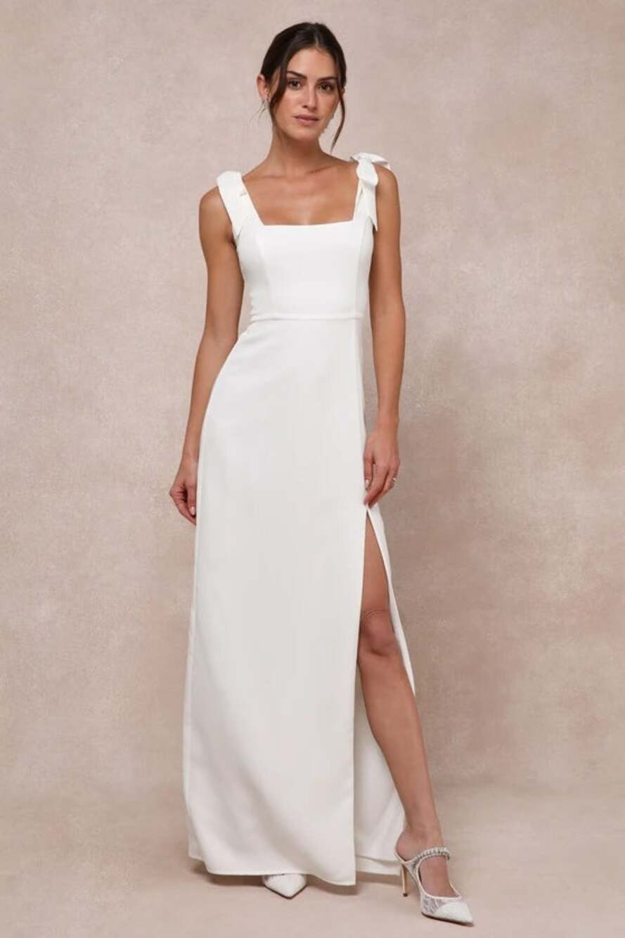 NWT Lulus Your Sweetie White Tie-Strap Column Maxi Dress Women's Size Large